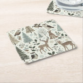 ウッドランドアニマルズホリデー紙コースター スクエアペーパーコースター (アングル)