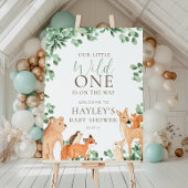 ウッドランドアニマルズホワイトワイルドワンウェルカムサイン ポスター