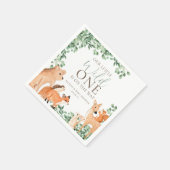 ウッドランドアニマルズホワイトワイルドワンベビーシャワー スタンダードカクテルナプキン (角)