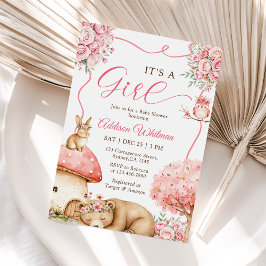 ウッドランドアニマルズボホガールベビーシャワー 招待状