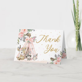 ウッドランドアニマルズボホトライバルベビーブシャワー誕生日 サンキューカード