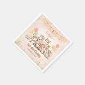 ウッドランドアニマルズボホパステルガール1st誕生日 スタンダードカクテルナプキン (角)