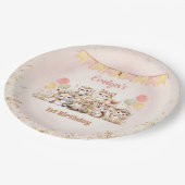 ウッドランドアニマルズボホパステルガール1st誕生日 ペーパープレート (アングル)