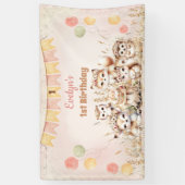 ウッドランドアニマルズボホパステルガール1st誕生日 横断幕 (縦)