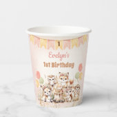 ウッドランドアニマルズボホパステルガール1st誕生日 紙コップ (裏面)