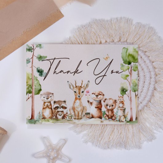 ウッドランドアニマルズボホベイビーシャワーサンキューカード サンキューカード