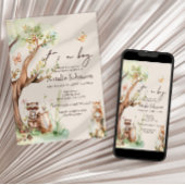 ウッドランドアニマルズボホボーイ赤ちゃんシャワー 招待状