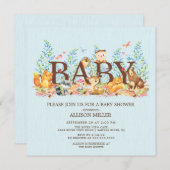 ウッドランドアニマルズボーイズベビーシャワー招待状 招待状 (正面/裏面)