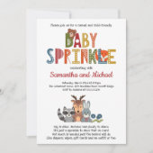 ウッドランドアニマルズボーイベビーかわいい森を振りかける 招待状 (正面)