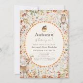 ウッドランドアニマルズマッシュルームフォレスト1歳 招待状 (正面)