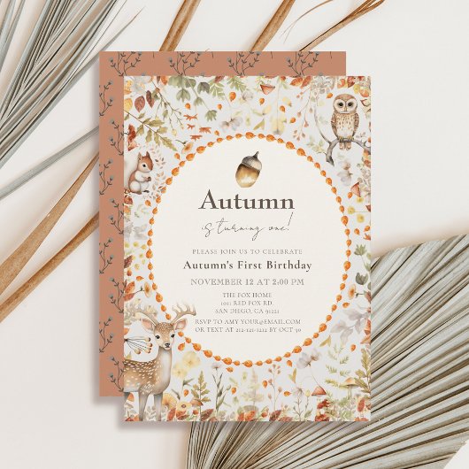 ウッドランドアニマルズマッシュルームフォレスト1歳 招待状