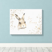 ウッドランドアニマルズラブバニーフローラスクリプト子供部屋 キャンバスプリント (インサイチュ (ウッドフロア))