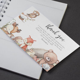 ウッドランドアニマルズ子供の誕生日パーティー サンキューカード