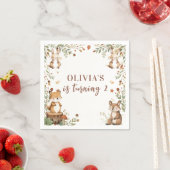 ウッドランドアニマルズ誕生日ナプキンス | 森素朴林 スタンダードカクテルナプキン (インサイチュ)