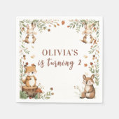 ウッドランドアニマルズ誕生日ナプキンス | 森素朴林 スタンダードカクテルナプキン (正面)