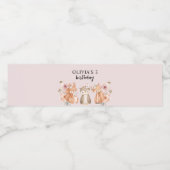 ウッドランドアニマルズ誕生日ピンク ペットボトルラベル (シングルラベル)