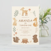 ウッドランドアニマルズ誕生日 招待状 (スタンド正面)