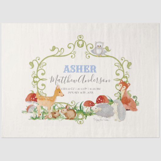 ウッドランドアニマルズ鹿キツネヘッジホッグ誕生統計 薄葉紙 (正面)