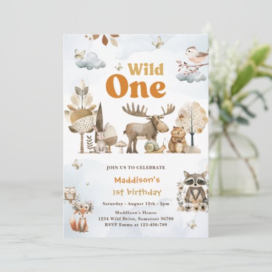 ウッドランドアニマルズ1st誕生日パーティー 招待状 (スタンド正面)