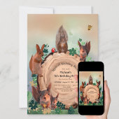 ウッドランドアニマルズ5th誕生日招待状 招待状