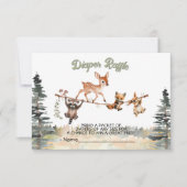 ウッドランドアニマルズ クローゼットライン フォレスト おむつくじ引き 招待状 (正面)