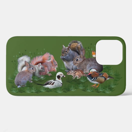 ウッドランドアニマルズ iPhone 12 カバー (裏面 (横))