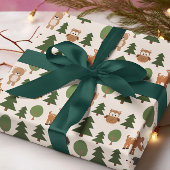 ウッドランドアニマルディアベアフクロウの羽ばたき紙 ラッピングペーパー