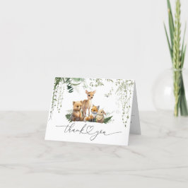 ウッドランドアニマルニュートラルベビーシャワーオムツ サンキューカード