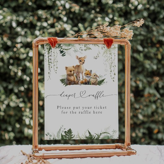 ウッドランドアニマルニュートラルベビーシャワーオムツ ポスター