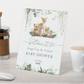 ウッドランドアニマルニュートラル赤ちゃんシャワーへようこそ 台座サイン (インサイチュ)