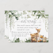 ウッドランドアニマルニュートラル赤ちゃんシャワーブック エンクロージャーカード (正面/裏面)