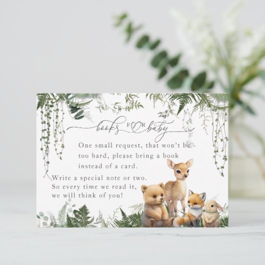 ウッドランドアニマルニュートラル赤ちゃんシャワーブック エンクロージャーカード (スタンド正面)