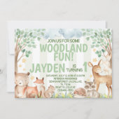 ウッドランドアニマルバースデーパーティー招待招待状 招待状 (正面)