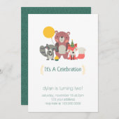 ウッドランドアニマルパーティの招待状 招待状 (正面/裏面)