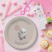 ウッドランドアニマルフクロウの手描きかわいい名前 ペーパープレート (パーティー)