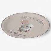 ウッドランドアニマルフクロウの手描きかわいい名前 ペーパープレート (アングル)