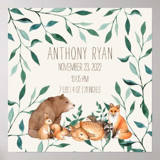 ウッドランドアニマルフレンズ誕生統計 ポスター (正面)