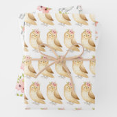 ウッドランドアニマルプリントピンク花模様 ラッピングペーパーシート (インサイチュ)