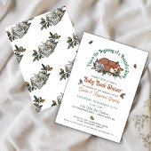 ウッドランドアニマルベイビーブックシャワー 招待状
