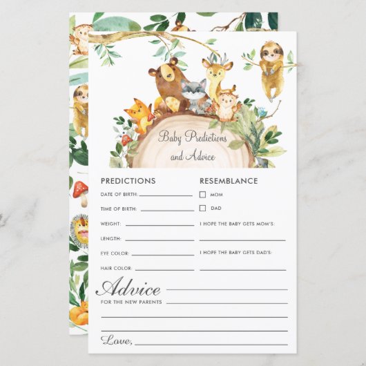 ウッドランドアニマルベイビープレディクション&アドバイスシャワー (正面/裏面)