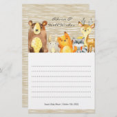 ウッドランドアニマルベビーシャワーアドバイス&ウィッシュ (正面/裏面)