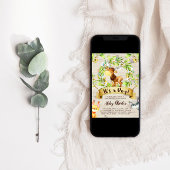 ウッドランドアニマルムースキツネラクーンベイビーシャワー 招待状