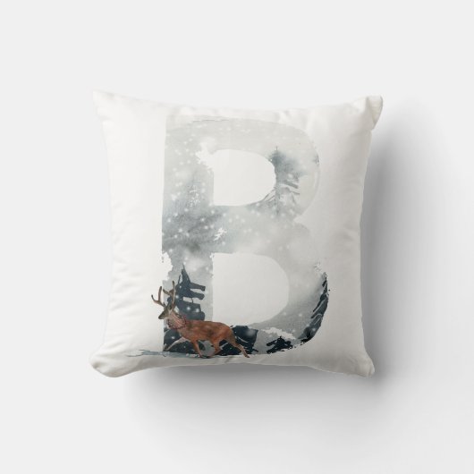 ウッドランドアニマルモノグラム「B」装飾用クッション クッション (正面)