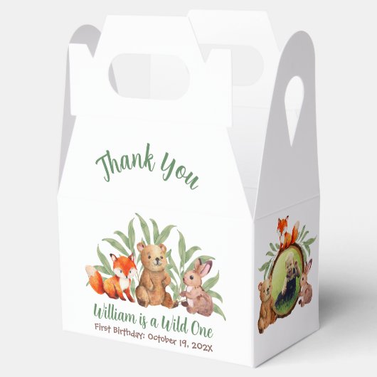 ウッドランドアニマルワイルドワン写真ありがとう誕生日 フェイバーボックス (オープン)