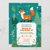 ウッドランドアニマル誕生日招待状 子供へ 招待状 (正面/裏面)