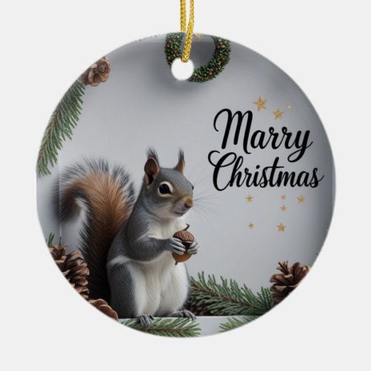 ウッドランドアニマル クリスマス セラミック サークル オーナメント (正面)