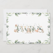 ウッドランドアニマル グリーン ツイン ニュートラル ベビーシャワー 招待状 (裏面)