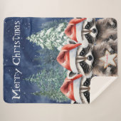 ウッドランドアライグマパーソナライズされたメリークリスマス シェルパブランケット (正面(横))