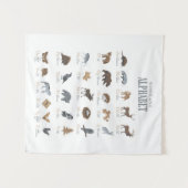 ウッドランドアルファベットアニマルABC子供部屋デコール タペストリー (正面(横))