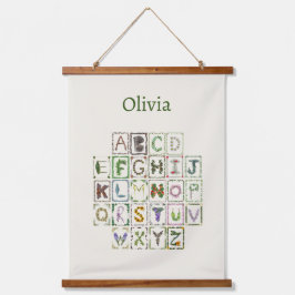 ウッドランドアルファベットボタニカルフラワーズABCデコールキッズ 吊り下げ型タペストリー